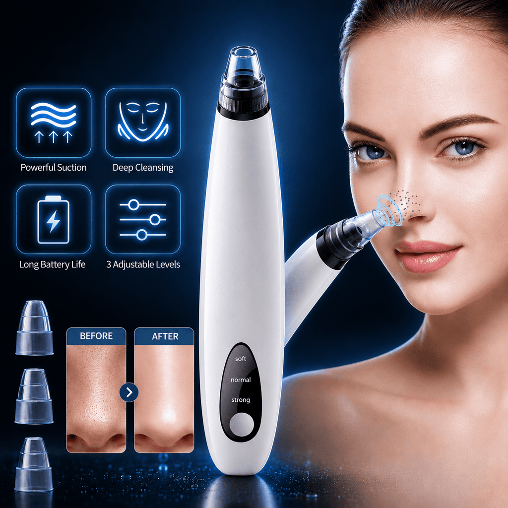 Blackhead Remover That Actually Works – Electric Pore Vacuum with 3 Suction Levels