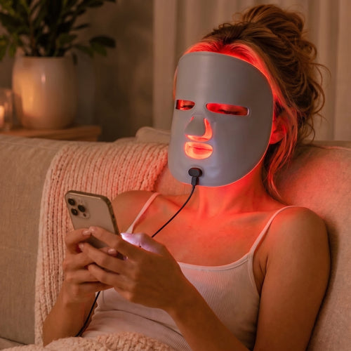 Get your GLOW with the 4-mode LED Light Therapy Mask