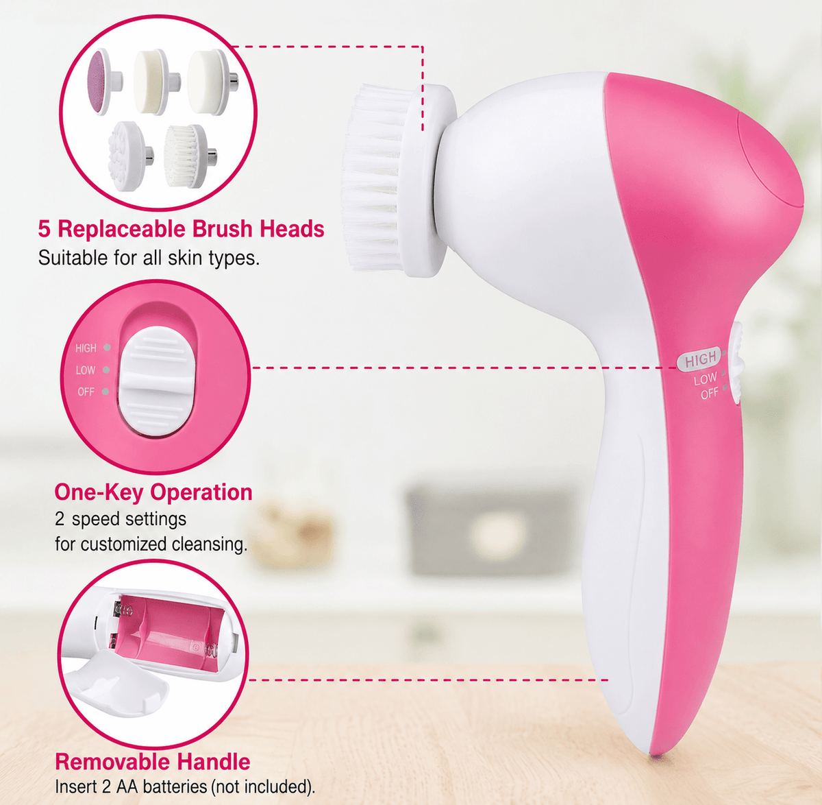 5-in-1 Electric Facial Cleansing Brush